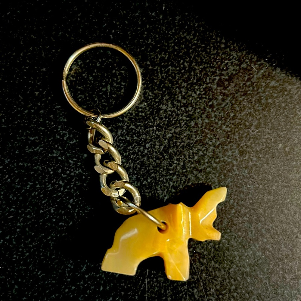 Elephant carved in stone key chain